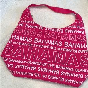 Bahamas Pink Printed Hobo Beach Bag